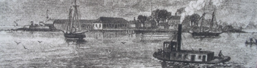 Ferry traffic in New York Harbor - circa 1870.